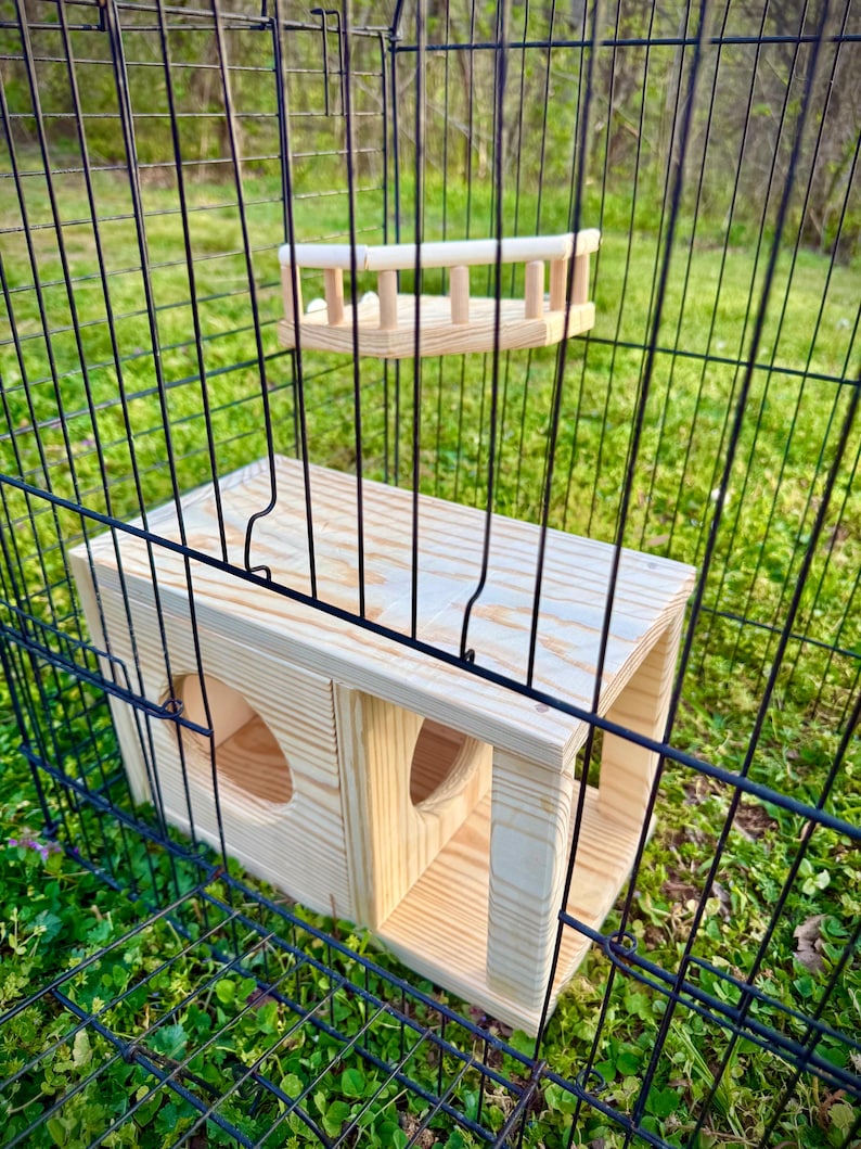 Large Wooden Hideout House With Patio for Chinchillas, Rats, and Small ...