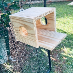 Cute and Cozy Critter Hideout/House for Chinchillas, Rats, Birds, Degu, Gliders, Squirrels and other Small Caged Animals made of Dried Pine.