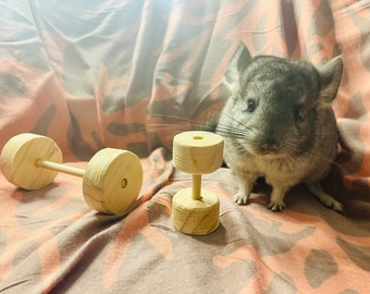 Set of 2 Kiln Dried Pine Dumbbell Chew Toys for Chinchillas, Rats, Birds, Guinea Pigs, Sugar Gliders and other Critters.