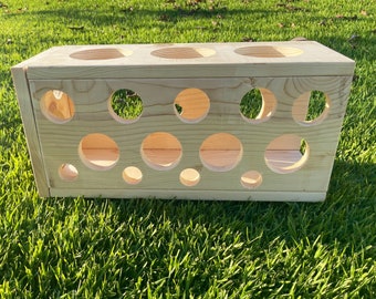 The Ultimate Holey Tunnel Hideout for Chinchillas, Degu, Sugar Gliders, Rats and other Animals made of Kiln Dried Pine