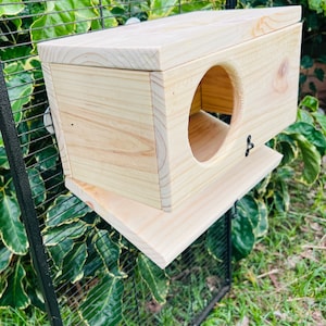 Kiln Dried Pine Chinchilla Hay Box//Dust Bath House//Hideout with Hinges and Hanging Hardware for Easy Cleaning