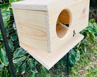 Pine Chinchilla Hay Box, Dust Bath House with Hinges