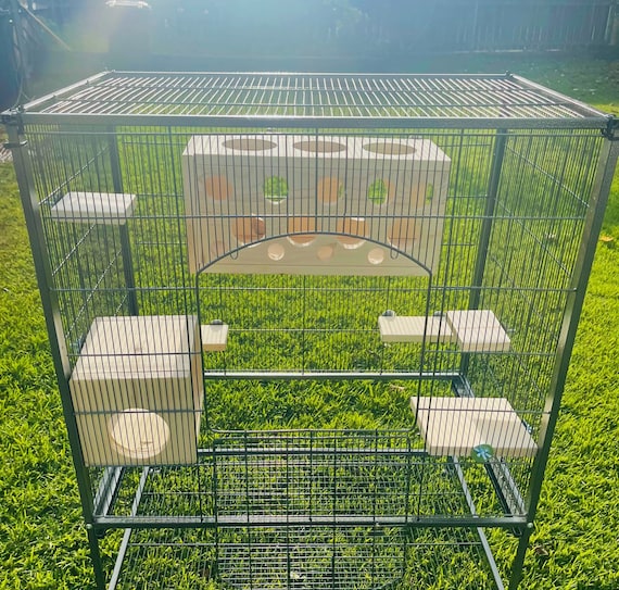 Lucky Number 7 Set with Leap Through and Peekaboo Hiedouts and Kiln Dried Pine Ledges for Chinchillas Rats Birds Degu Sugar Gliders etc