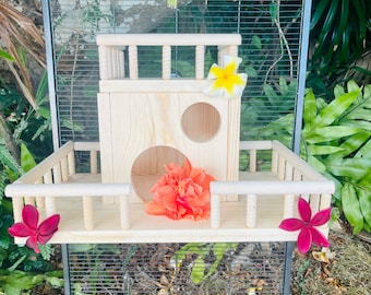 Double Decker Beach House with Rails: Critter Cage Accessory