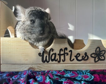 Chinchilla Custom Name Sky High Lanai/ Sky Bridge with Safe Wood Burning Name Personalization