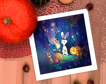 PRINT HALLOWEEN Rabbit, Mouse & Pumpkin / Printing on High Quality Paper thick 300g
