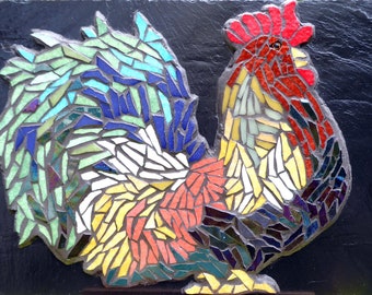 Mosaic rooster exterior and interior decoration