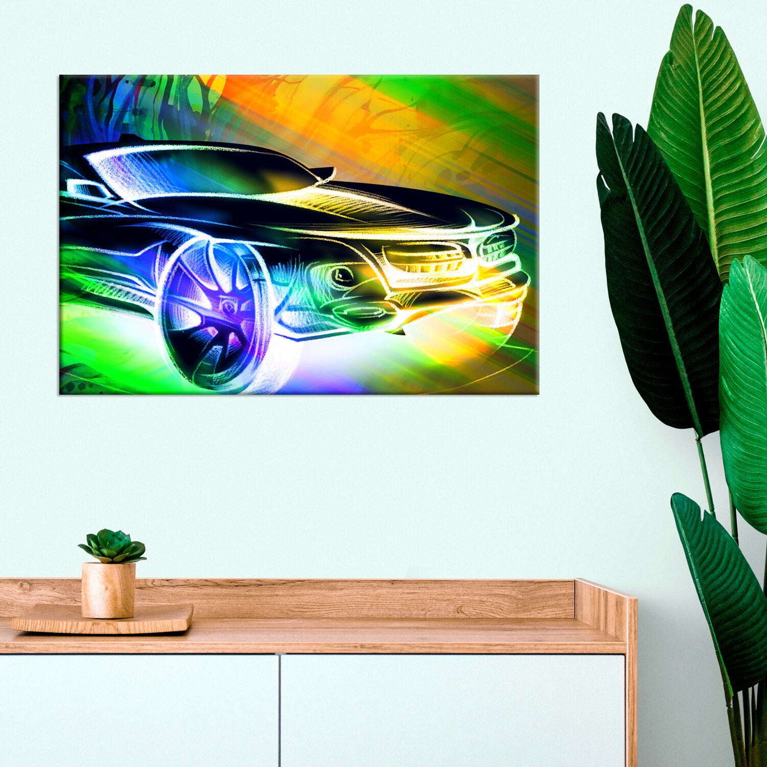 Neon car wall decor Home interior design Boys bedroom | Etsy