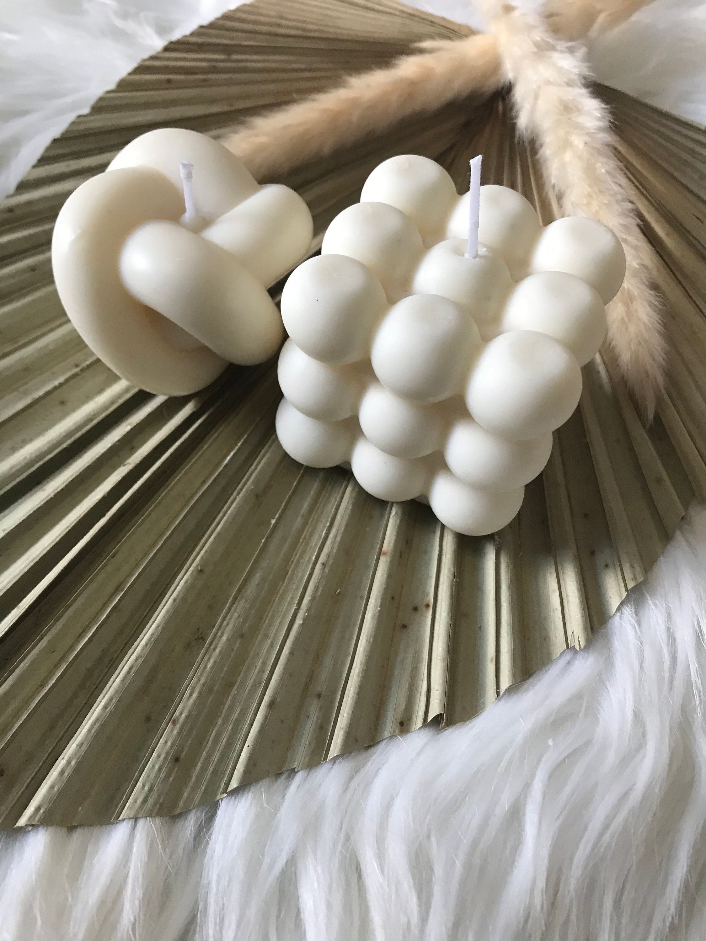 Cosy Knot & Cube Bubble Candles Set of 2 Handmade Candles Etsy.de