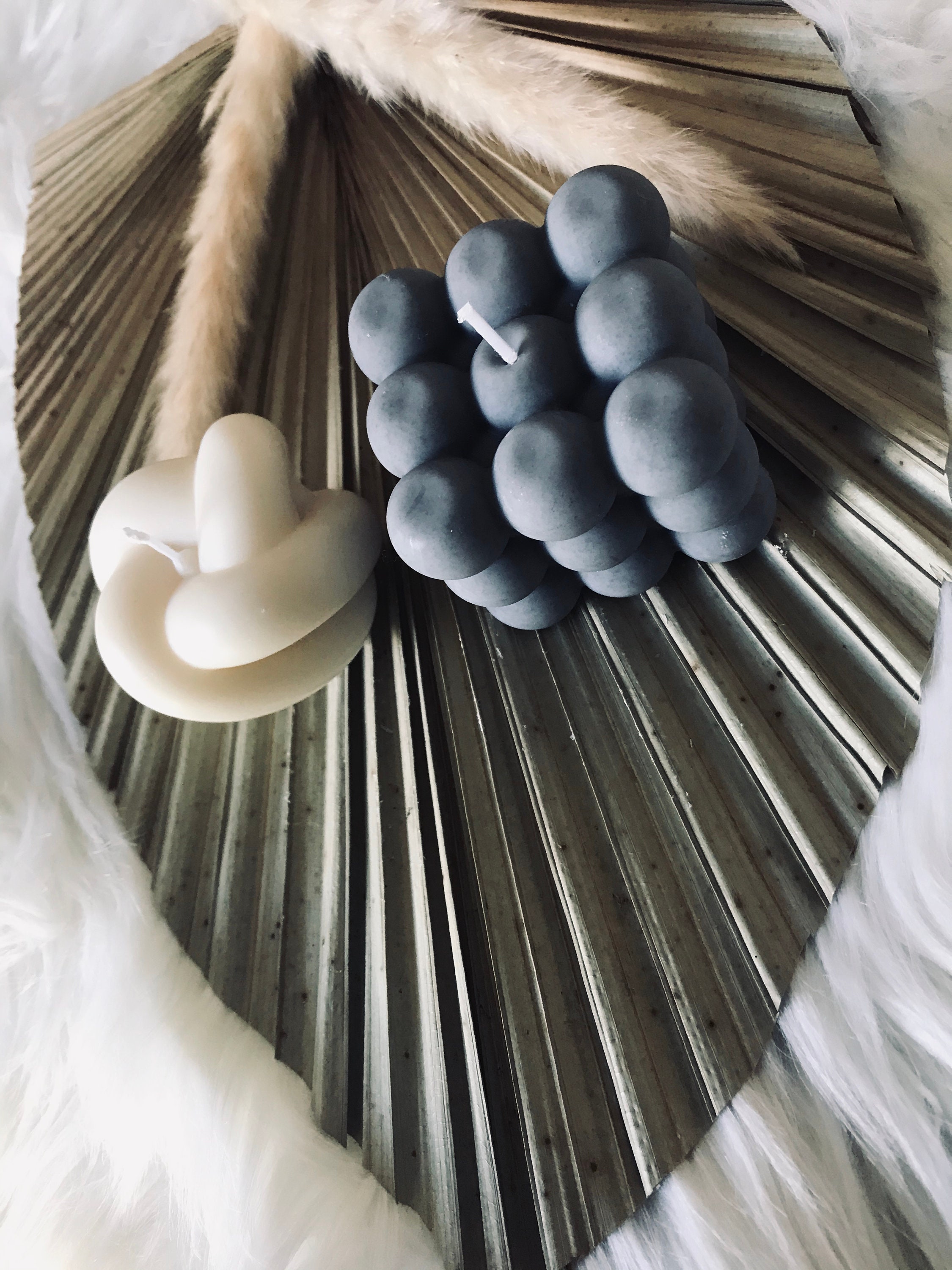 Cosy Knot & Cube Bubble Candles Set of 2 Handmade Candles Etsy.de