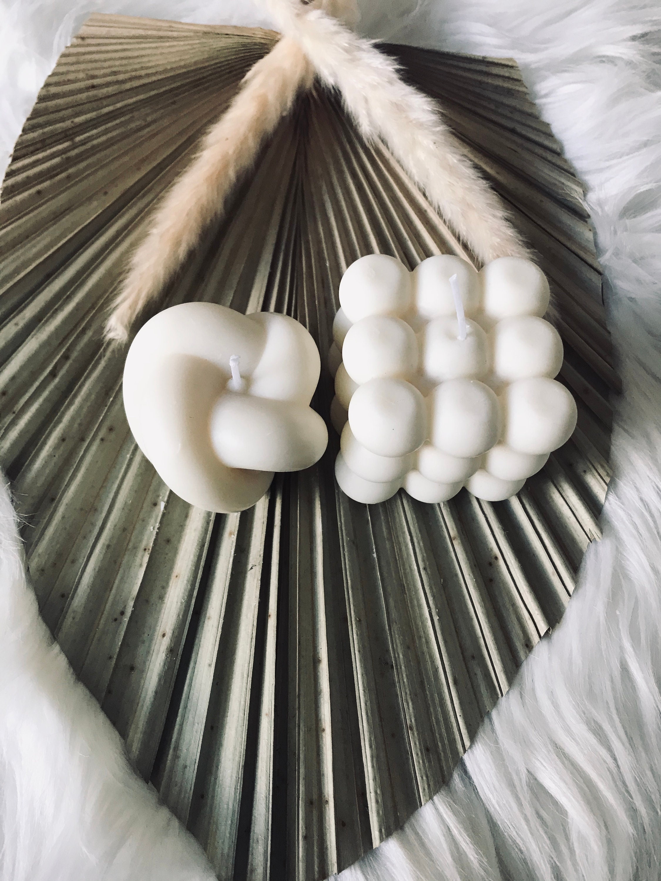 Cosy Knot & Cube Bubble Candles Set of 2 Handmade Candles Etsy.de