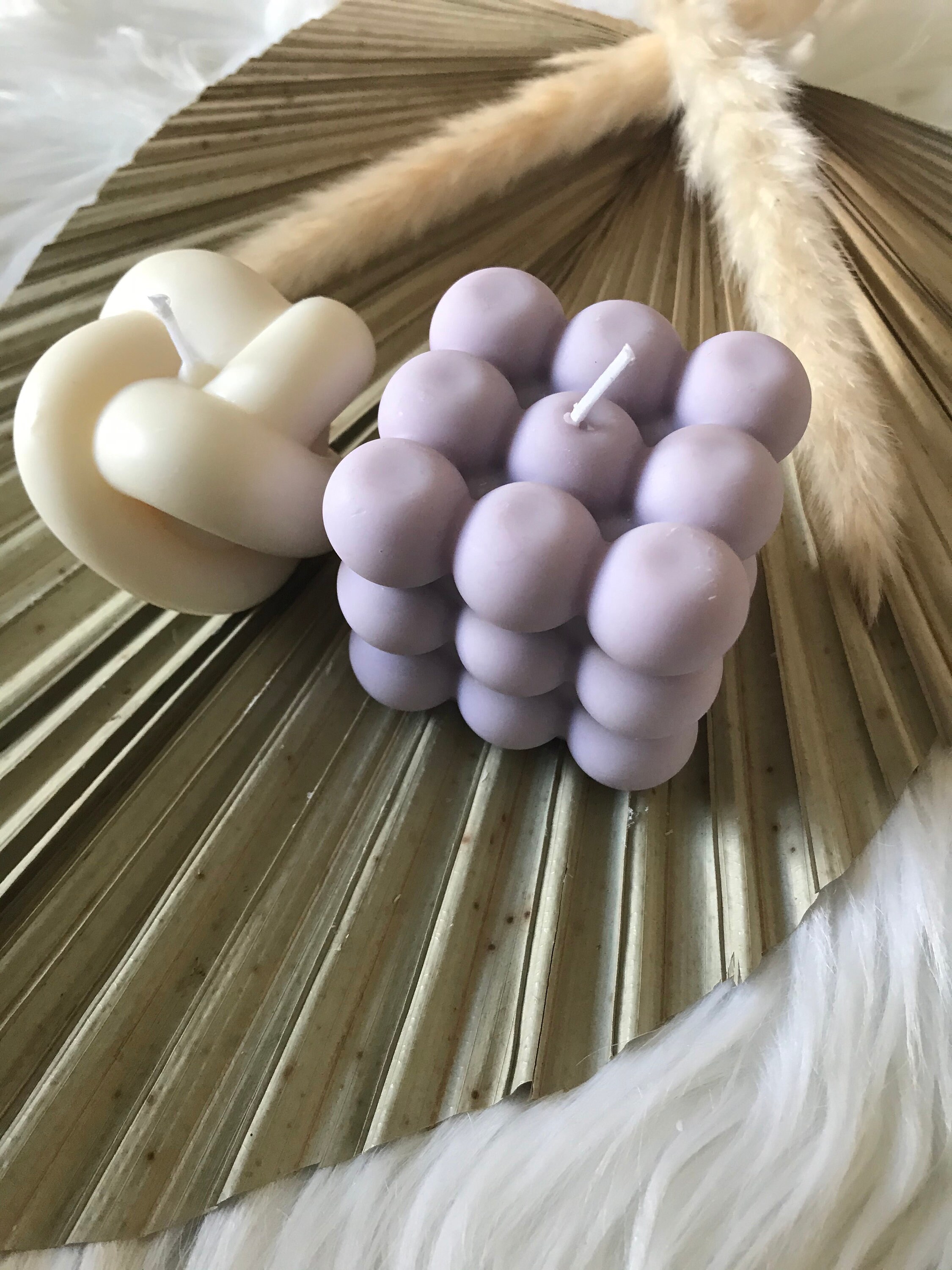 Cosy Knot & Cube Bubble Candles Set of 2 Handmade Candles Etsy.de
