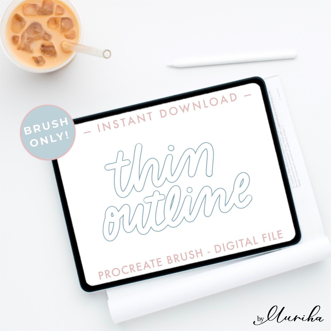 Thin Outline Monoline Brush Procreate Brushes iPad Brush Etsy