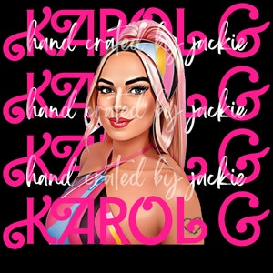 karol g pelo rosa barbie png, sublimación, solo archivo digital watati