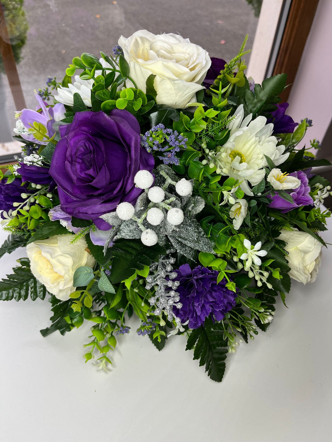 Christmas Grave Pot Flowers Funeral Tributes Artificial Etsy UK