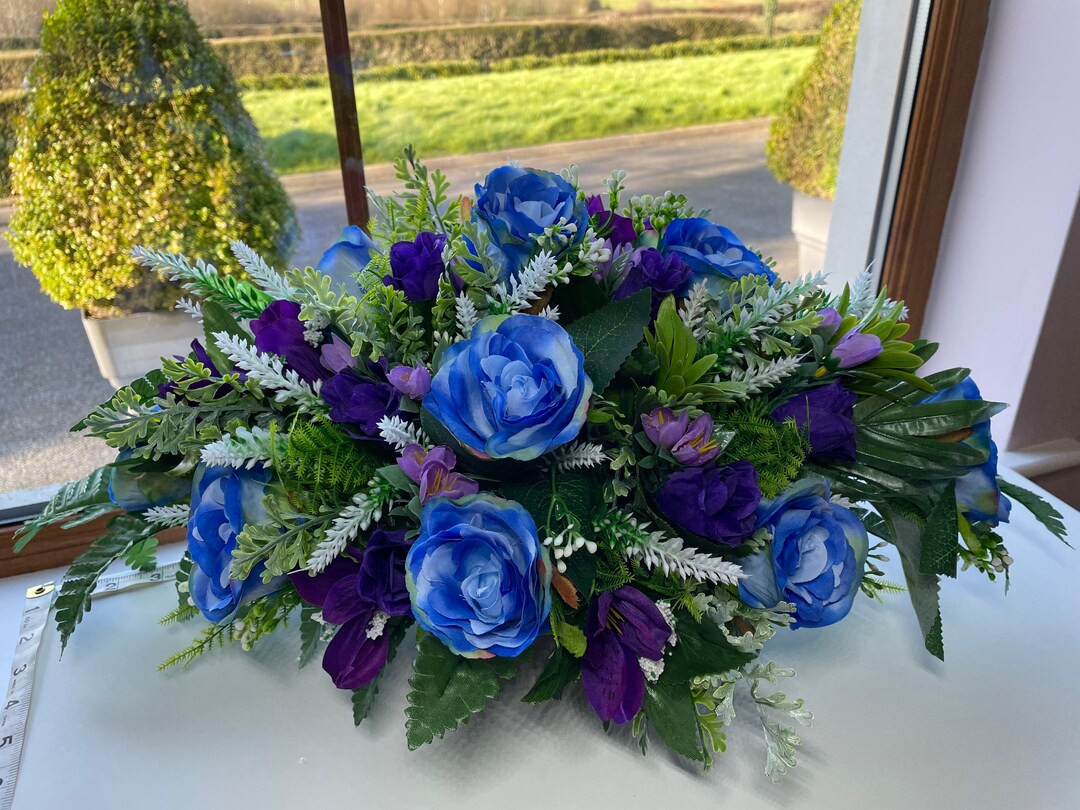 Grave Flowers Funeral Tributes Funeral Spray Artificial Grave Etsy