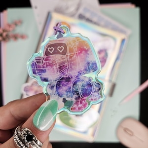 Poo-Chi Robot Dog Keychain Holographic Resin Glitter Coated Double-Sided