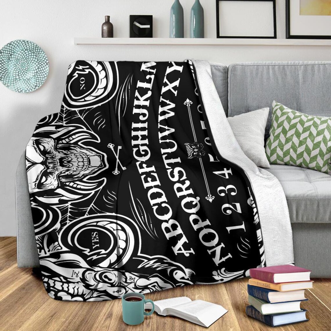 Devil Ouija Board Throw Blanket Goth Premium Blanket Gothic Etsy