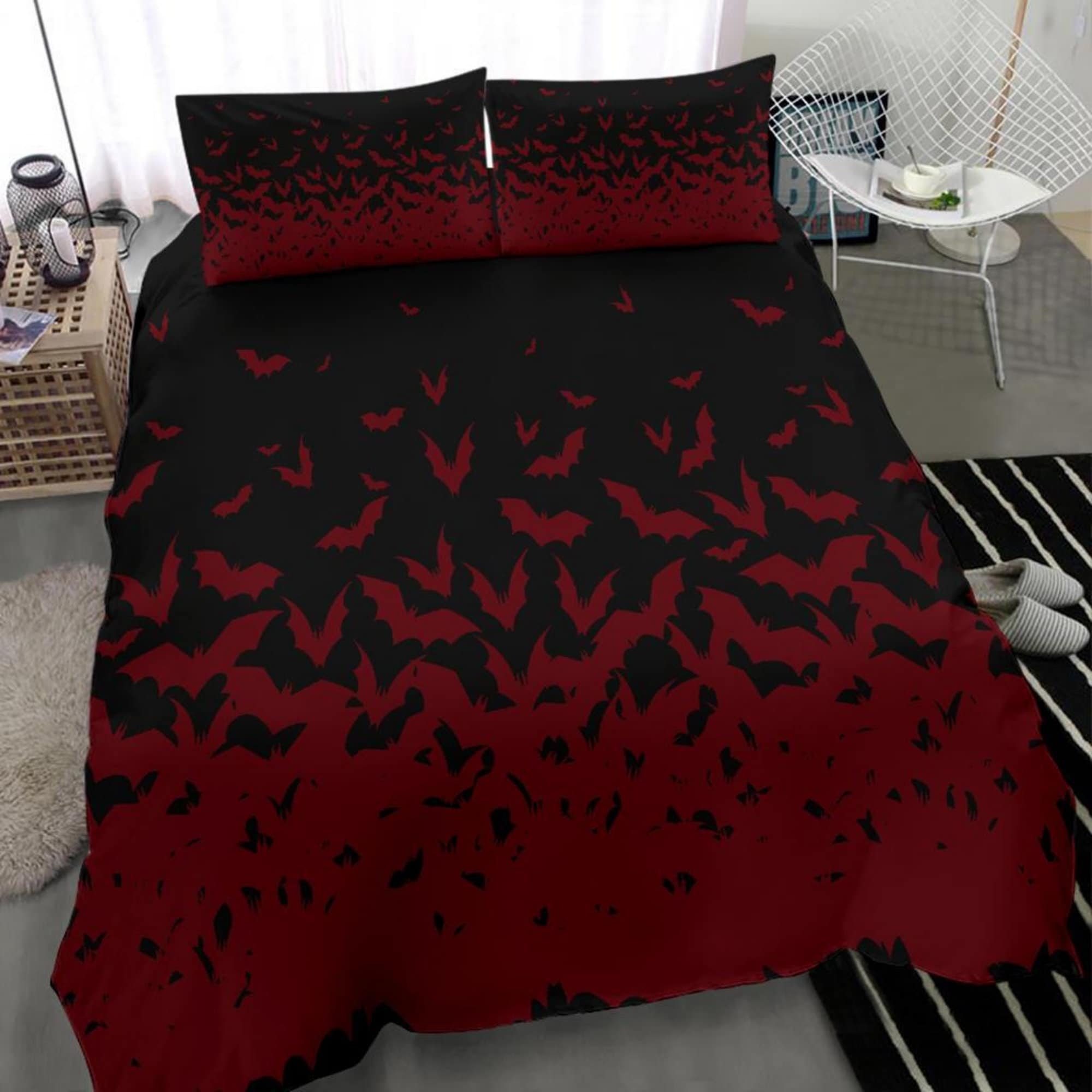 Discover Gothic Bedding Set - Swarming Bats Goth Bedding, Gothic Home Decor, Halloween Bedding, Witch Bedding, Goth Comforter