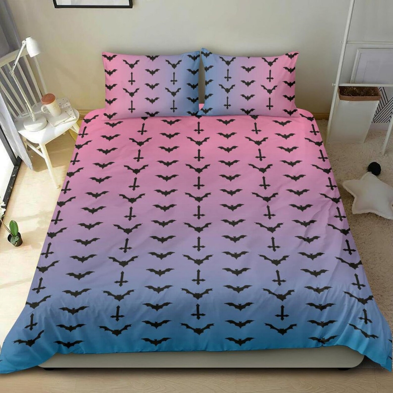 Pastel Goth Holy Bats Bedding Set Witchy Decor Pastel Goth Etsy