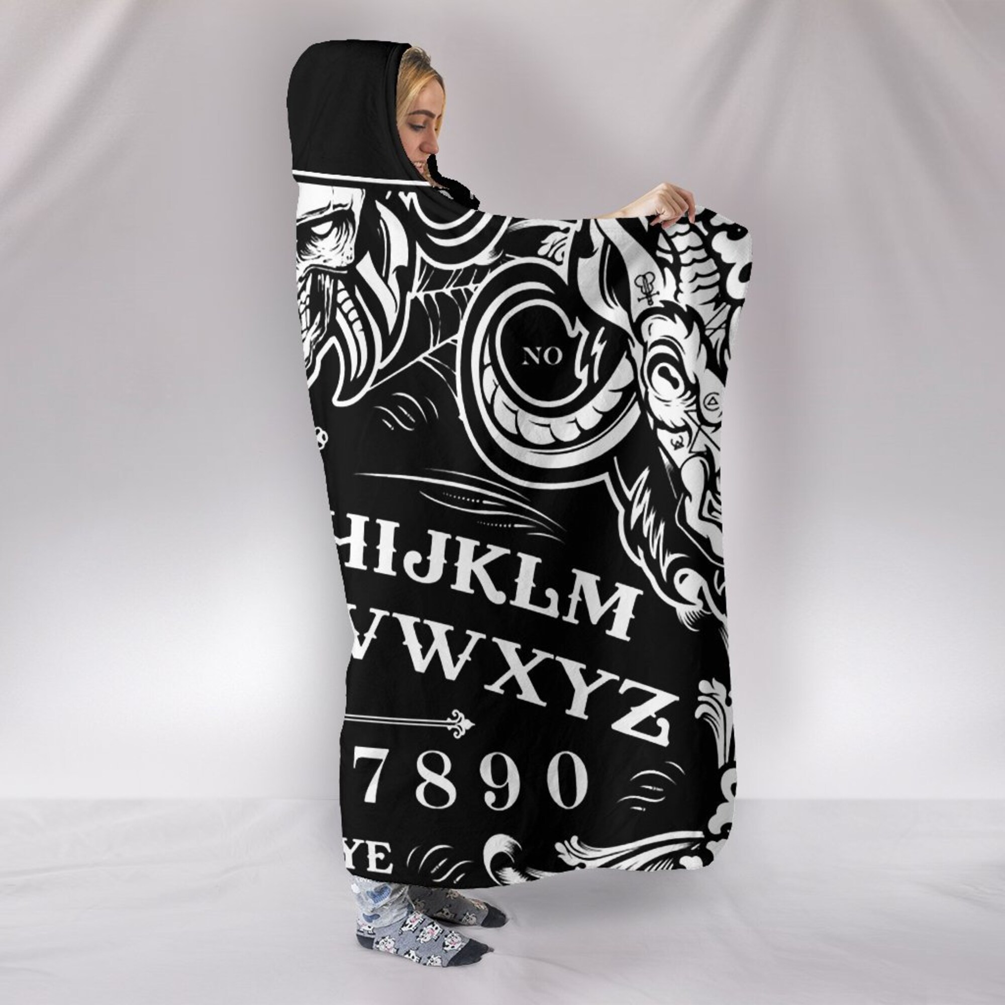 Devil Ouija Spirit Board Hooded Blanket,