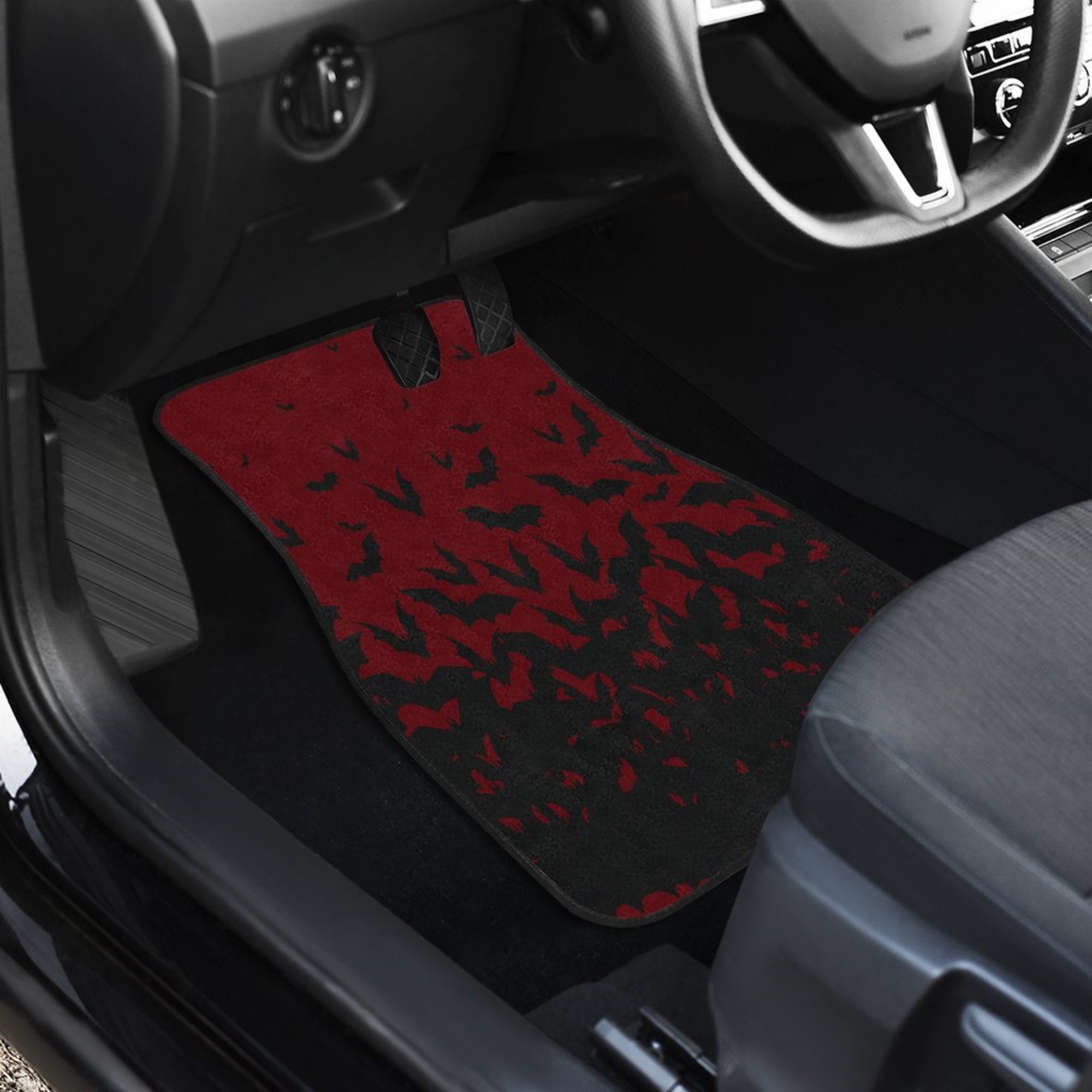 Swarming Bats Car Floor Mats, Goth Style Car Mats, Gothic Car Mats, Halloween Witchy Car Floor Mats