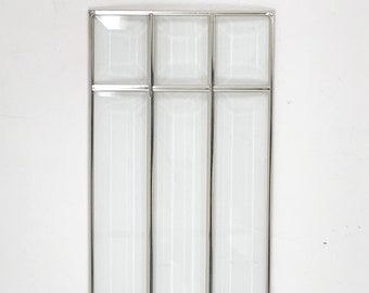 VINTAGE MASETTI Beveled Leaded Glass Window Pane Transom Art Panel 19.29" X 7.5"