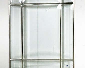 VINTAGE MASETTI ITALY Beveled Leaded Window Pane Transom Art Piece Panel  19.29" X 13.38"