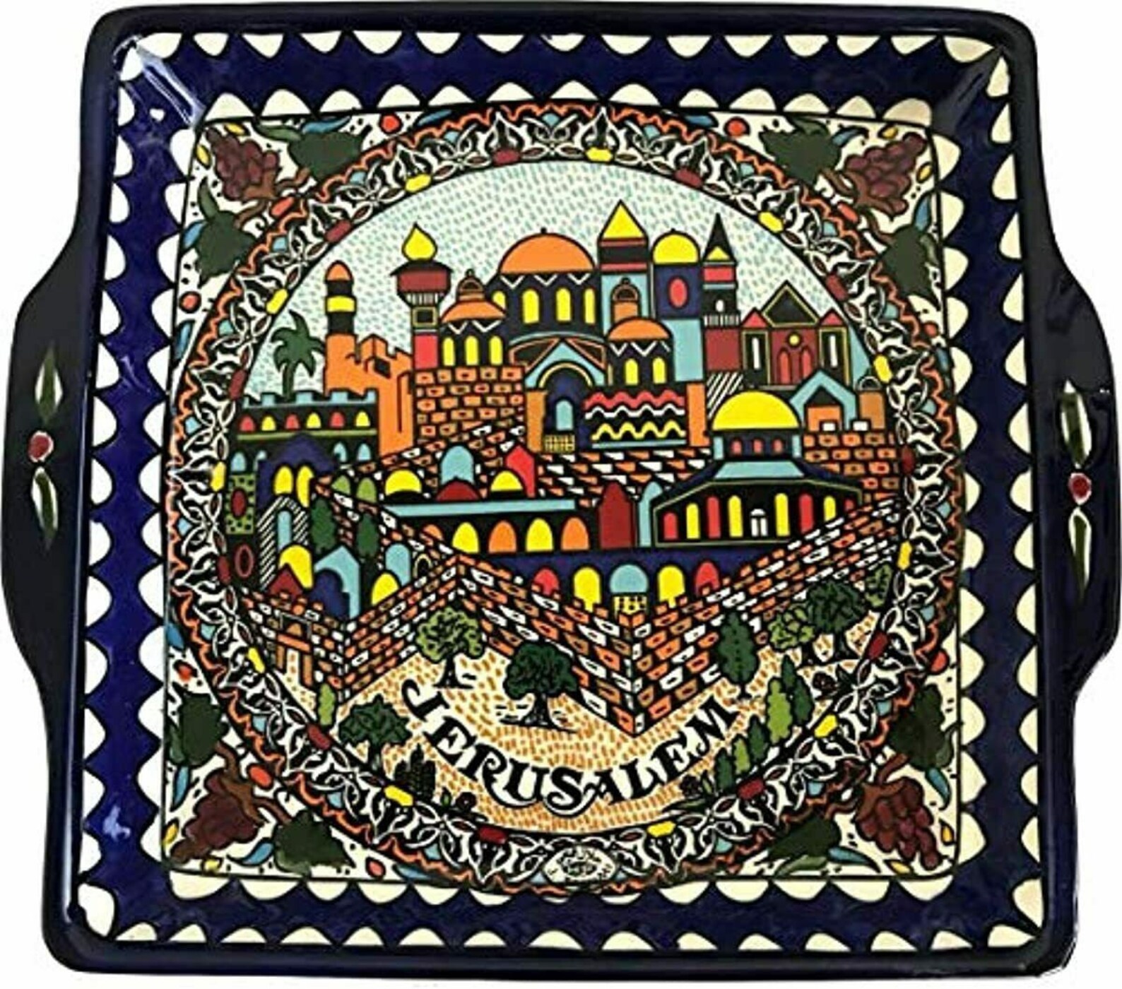 Armenian ceramic jerusalem city square bread/matzah seder Etsy