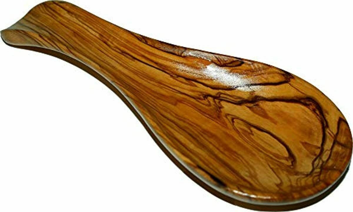 Carved by hand olive wood cooking spoon rest/ladle holder Etsy
