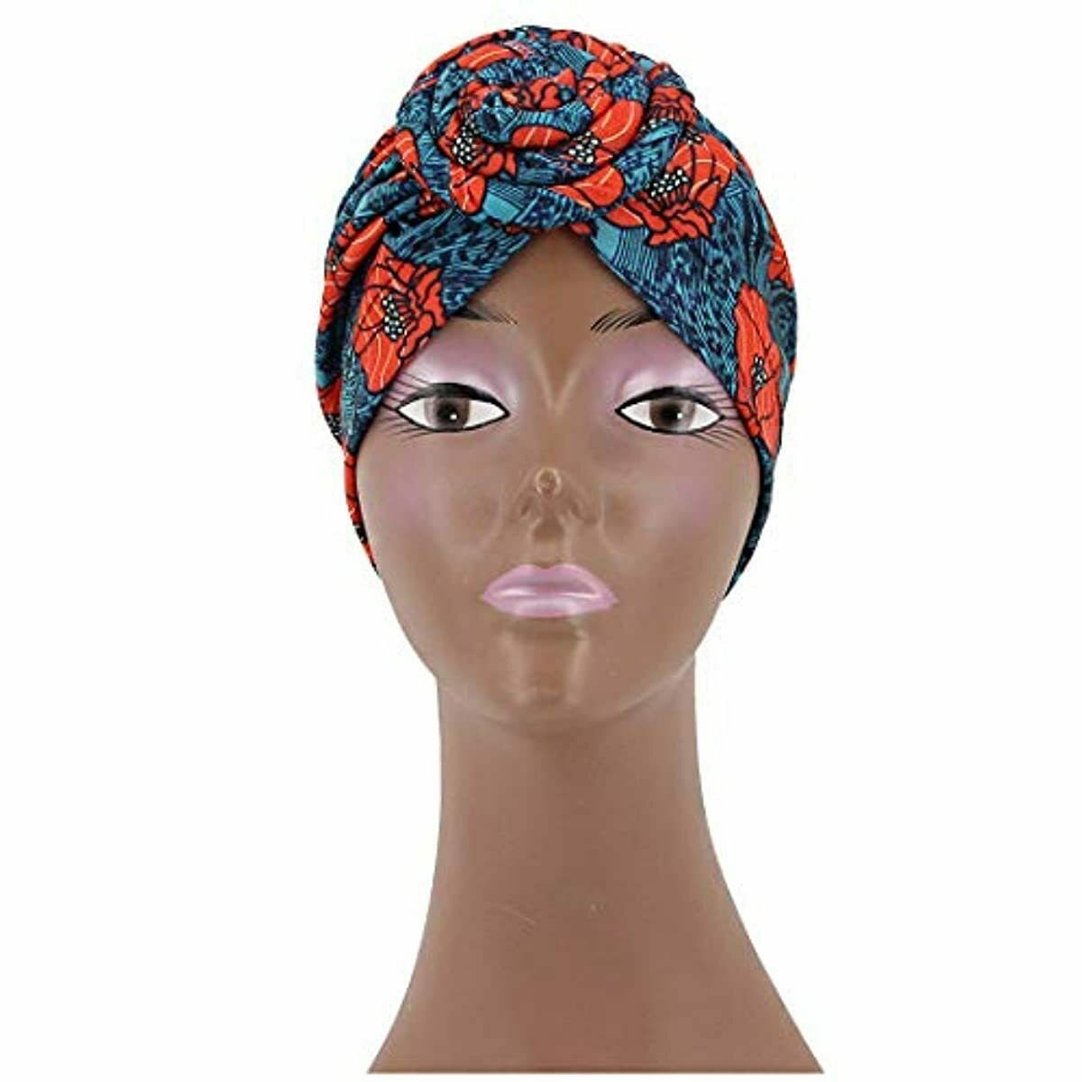 Lahviuu Afrikanischer Damen Turban Lila - Vorgebundener Blumen-Turban Aus Polyester Für Täglichen Style