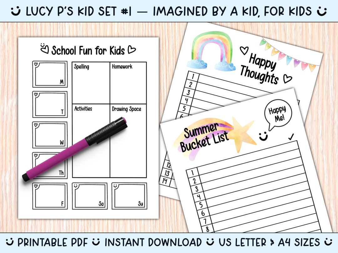 Kids Planner Set by Lucy: Weekly School Calendar, Summer Bucket List ...
