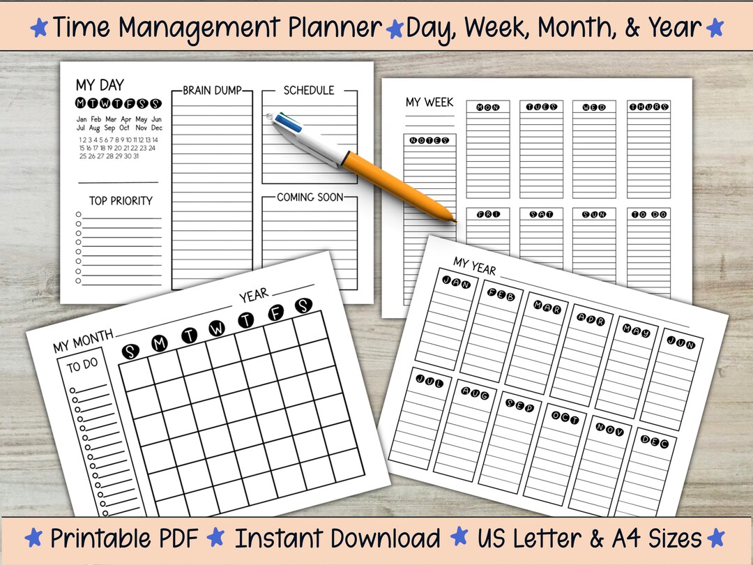 Minimalist Printable Planner: Day, Week, Month, + Year Pages —US Letter ...