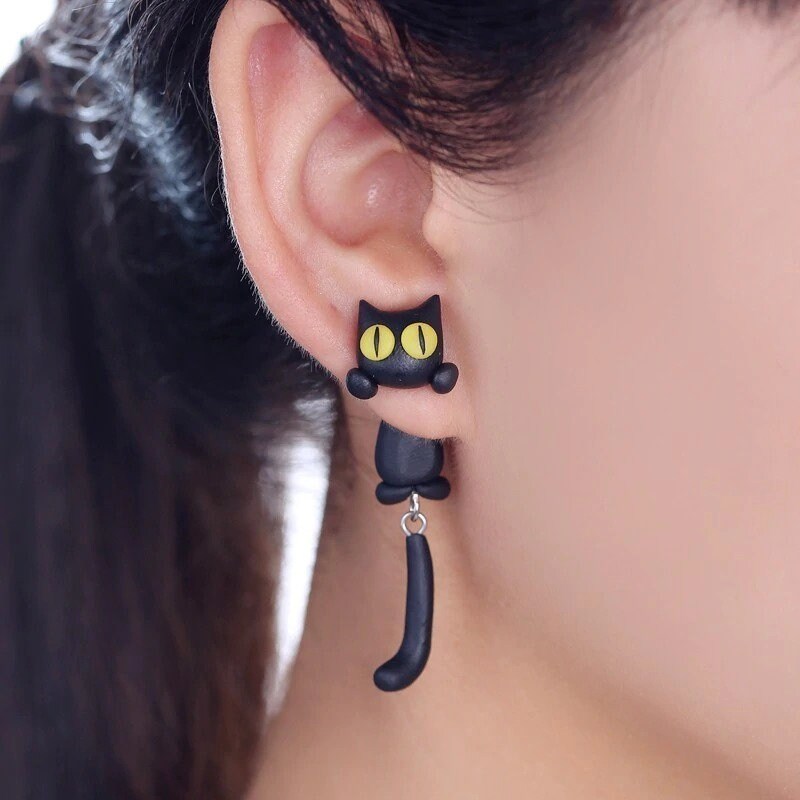 Cute Animal Biting Earrings Disney 3D Creative Ear Studs Women Girls Funny  Gift | eBay