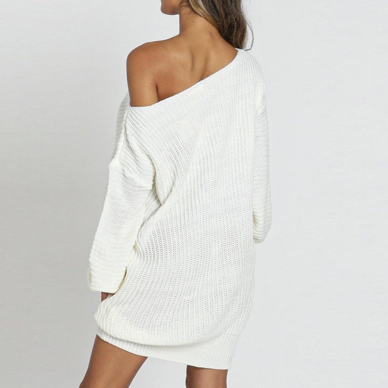 White Knitted Seamless Dress Women's Warm Mini Dress - Etsy