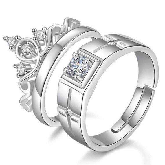 Buy Adhvik Adjustable Silver King & Queen Diamond Stone Couple Rope Design  Finger Rings Online at Best Prices in India - JioMart.