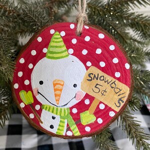 Hand Painted  Ornaments Snowman Hand Painted Ornament Christmas Ornament Holiday Decorations