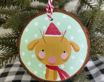 Reindeer Hand Painted Ornament Christmas Ornament Holiday Orniment