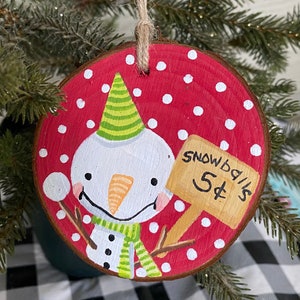 Snowman Hand Painted Ornament Christmas Ornament Holiday Decorations