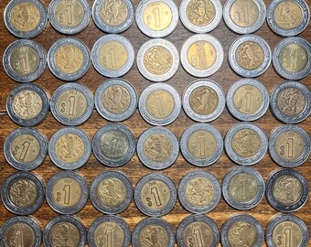 バイメタル製1ペソ・メキシコ硬貨セット（25枚、50枚、75枚、または100