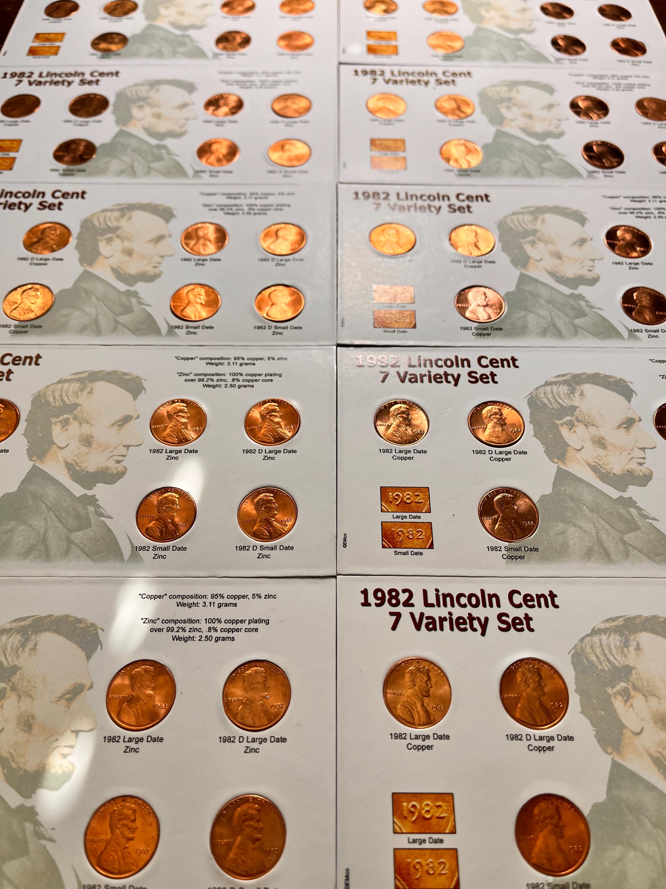 COMPLETE 1982 Seven Penny Sets in Collector Display—quality Grade