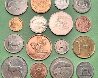 IRISH Animals 10 VINTAGE Coin Collection: Horse, Deer, Bull, Fish, Hen, Birds, etc.—THREE Upgrade Options (Sets Vary/Read for Details)!