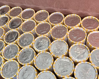 BRILLIANT, UNCIRCULATED Collectible Kennedy Half Dollar Rolls (5 or 10 from 2023) in Original Bank Wrap (OBW)—Not Intended for Circulation