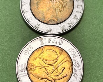 ITALIAN Single Year Issue (1998) United Nations COMMEMORATIVE 500 Lire Bimetal Coin—FREE Shipping!