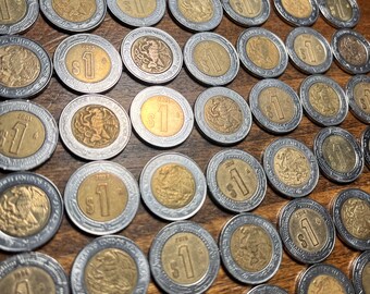 バイメタル製1ペソ・メキシコ硬貨セット（25枚、50枚、75枚、または100