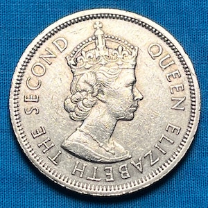 SINGLE YEAR (1960) Issue British Colonial Hong Kong One Dollar Coin Featuring Standing Lion—Cable Reeded Rim/Shipping Included!