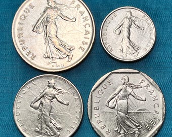 FRENCH Franc Vintage 4-Coin Set (99.9% Fine Nickel) with Optional UPGRADES (FREE Shipping)!