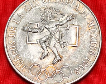 One Large SILVER Mexican 1968 OLYMPIC Games Commemmorative MEXICAN
