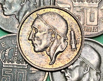 ONE Belgium Coalminer Bronze 50 Centimes Coin—Various Vintage Years/FREE Shipping!