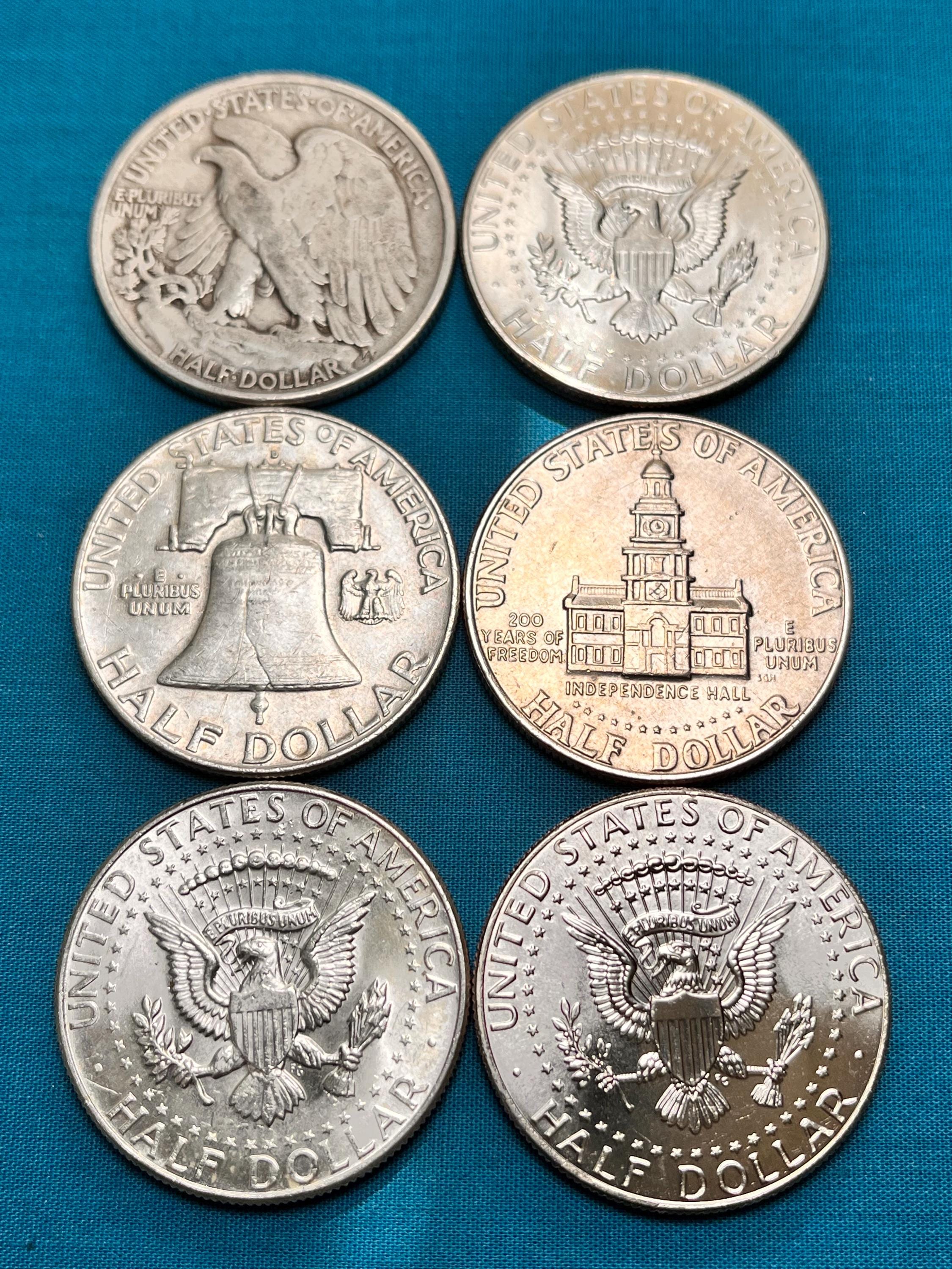 Moneta Mezzo Dollaro A Prova Di Gemme Anni '70 Argento - Foto 9